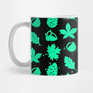 Aqua Green Graphic Nature Pattern on Black Background Mug